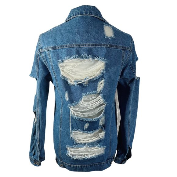 Iris Los Angeles Distressed Denim Jacket Jean Jacket Women's Size S - Picture 1 of 7
